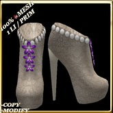 LW_ Boxed Mesh Boots with 3 Lilies - Suede Platinum