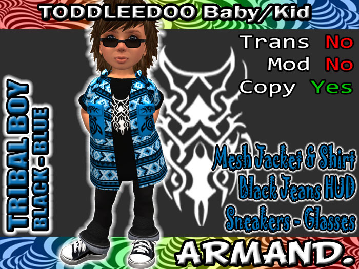 --ARMAND-- TRIBAL BOY - BLACK-BLUE