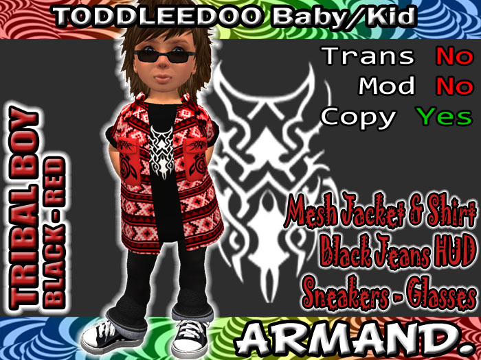 --ARMAND-- TRIBAL BOY - BLACK-RED