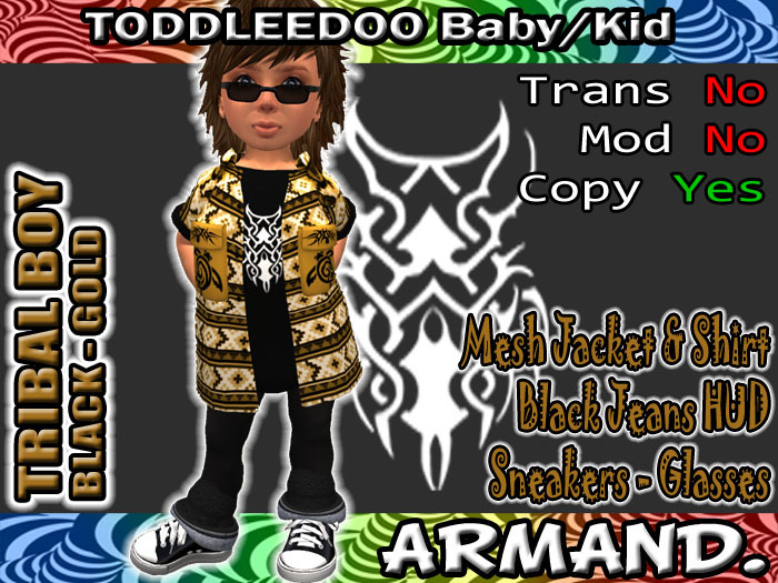 --ARMAND-- TRIBAL BOY - BLACK-GOLD