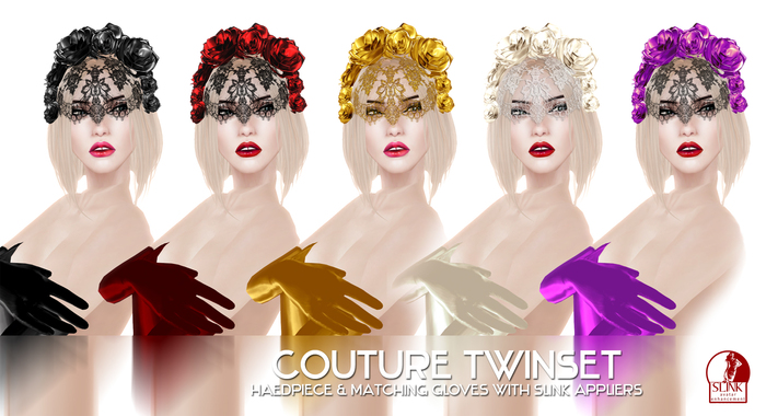 Boudoir Couture twinset gloves and hat VIOLET