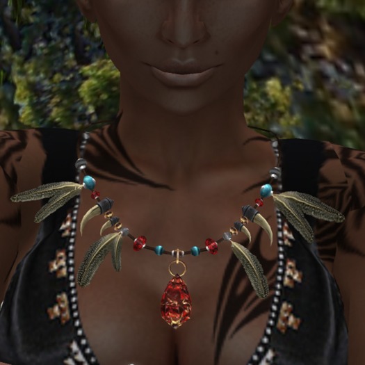 Native Necklace "Magic Red Stone" (rezise)