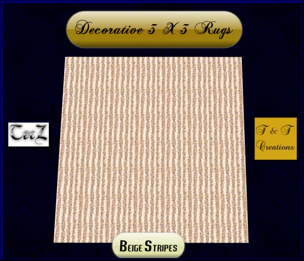 T & T 3X3 Rug Beige Stripes