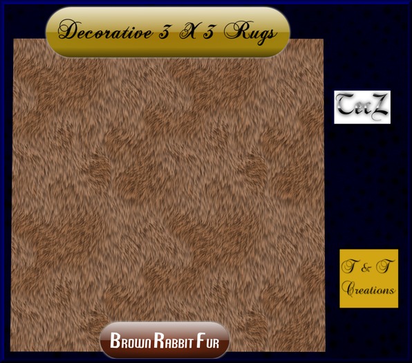 T & T 3X3 Rug Brown Rabbit Fur