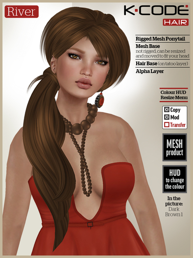 K-CODE RIVER Light Browns - Mesh Hair Partially Rigged