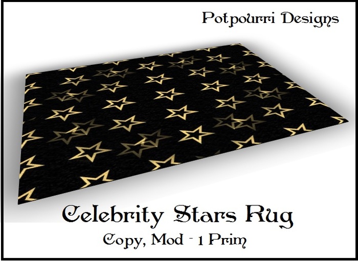 Celebrity Rug (Black with Gold Stars)  (boxed)