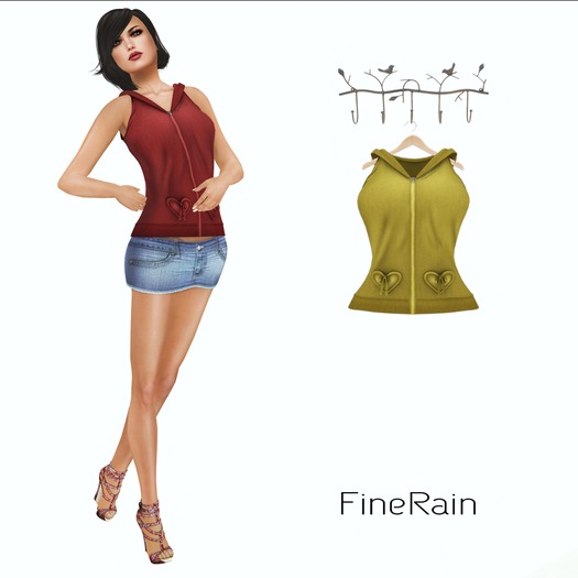 FineRain Heart Hoodie Sleeveless  Yellow
