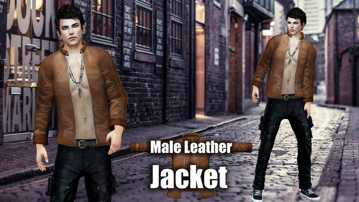 Male Leather Jacket  Light Brown