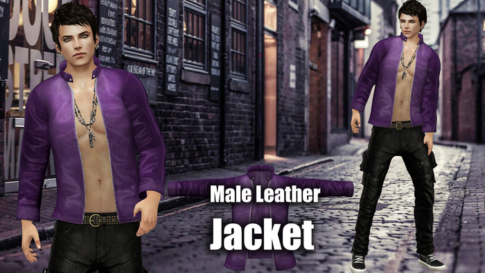 Male Leather Jacket  Purple