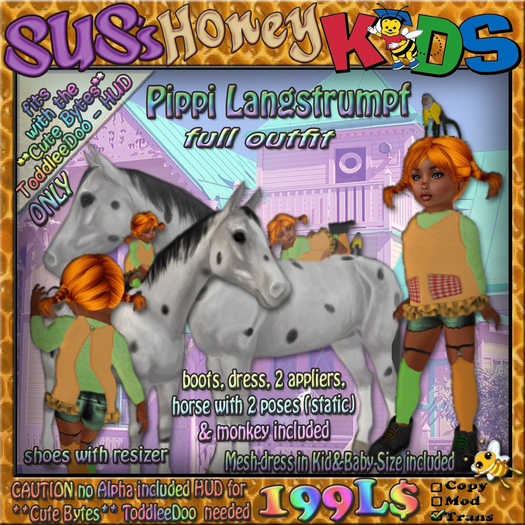 SUS HoneyKids Pippi Langstrumpf Toddleedoo