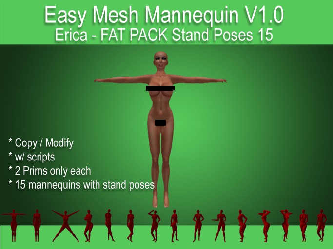 Easy Mannequin - Erica  FAT PACK  15 poses