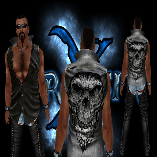 Denim Slim Shirt Skull Face