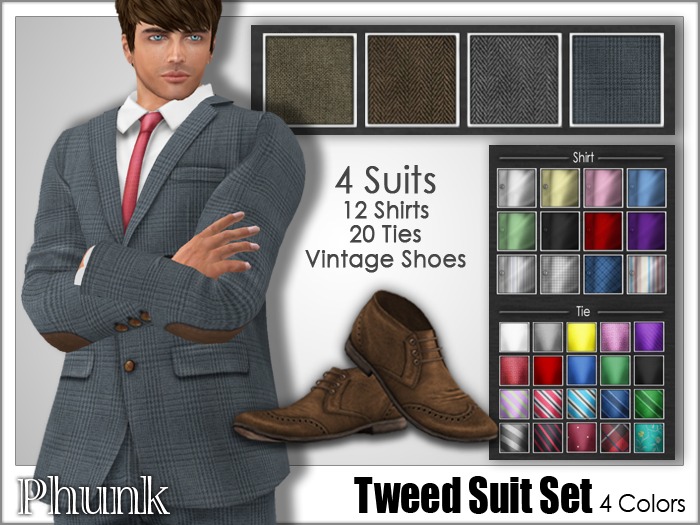 [Phunk] Mesh Men's Tweed Suit Set (4 Colors)