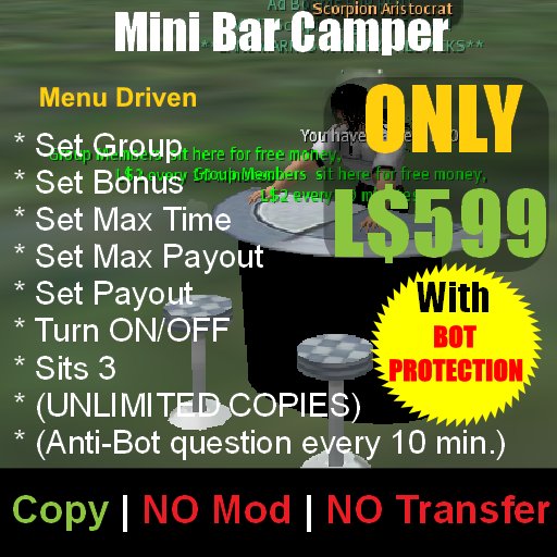 Mini Bar Camper / bartender camping (Anti-Bot)