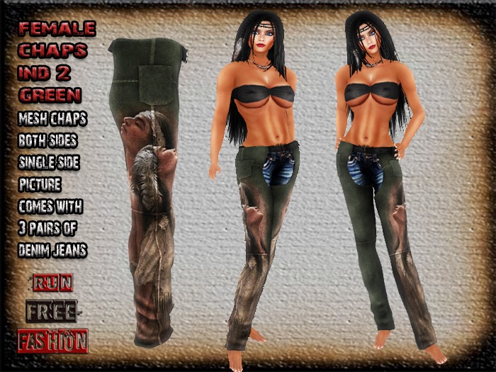 *RFF*Female Western Chaps Ind Green