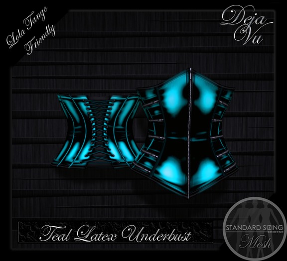 :DV: Teal Latex Underbust Corset