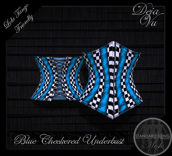 :DV: Blue Checkered Underbust Corset