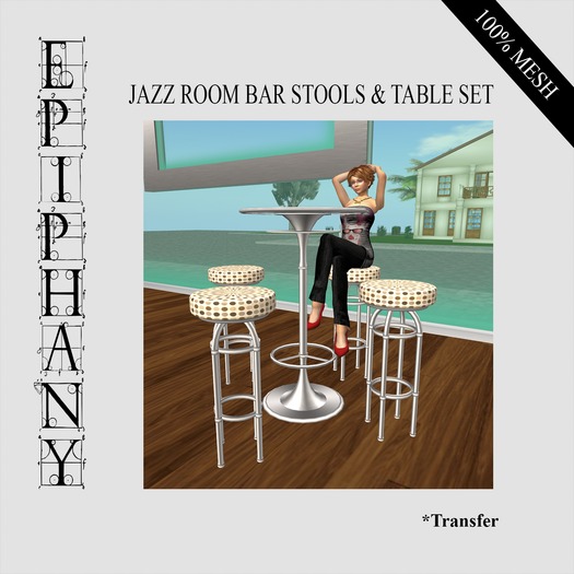 Jazz Room Bar Stools & Table Set of 5  (100% Mesh)
