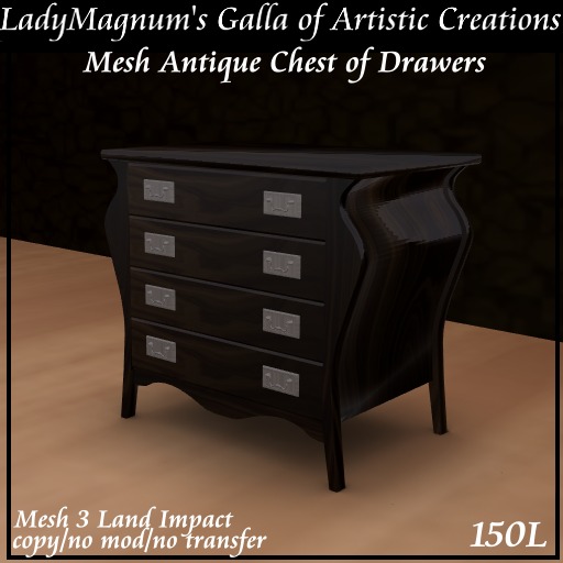 LadyM's Mesh Antique Chest of Drawers -Dark Chocolate wood