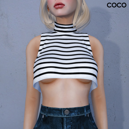 *COCO*_HighNeckCropTop_BlackStripe