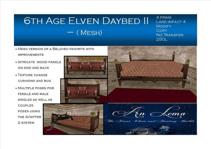 6th Age Elven Daybed II - Carved wood 2