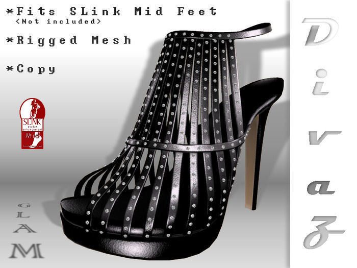 :D_Z: Glam 02 Inky Black (Slink Mid) (Rigged Mesh)