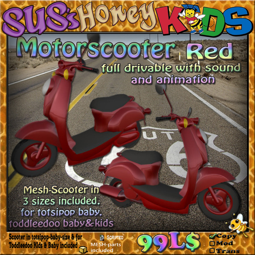SUS HoneyKids Motorscooter red