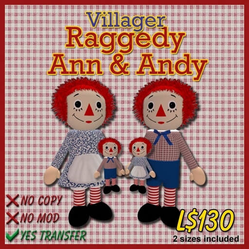 Villager Raggedy Ann & Andy Dolls