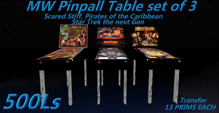 MW Set of 3 pinball tables