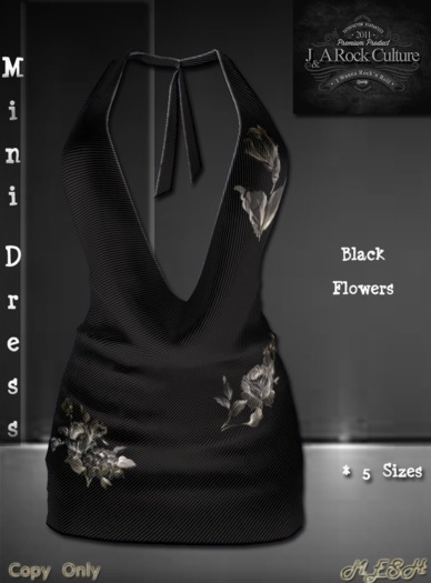 Mini Dress Black Flowers