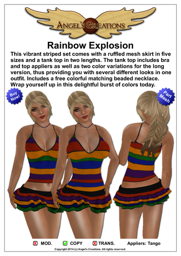 Angel's Creations: Rainbow Explosion Ruffled Skirt and Tank Top