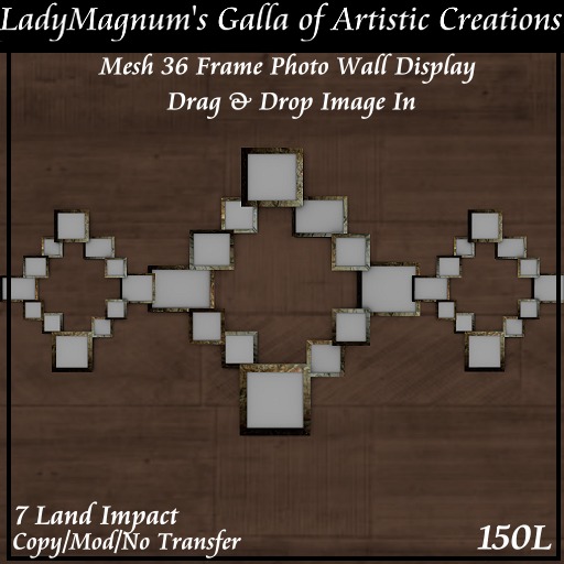 LadyM's Mesh 36 Frame Photo Wall Display Drag & Drop - Decay