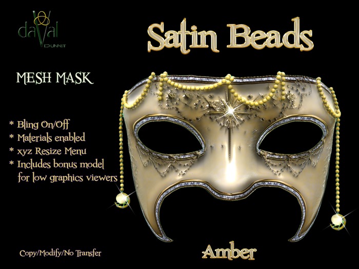 daVal Masks - Satin Beads - Amber - DUO - (wear)
