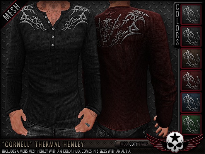 = REBELLION = "CORNELL" THERMAL HENLEY