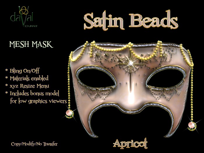 daVal Masks - Satin Beads - Amber - DUO - (wear)