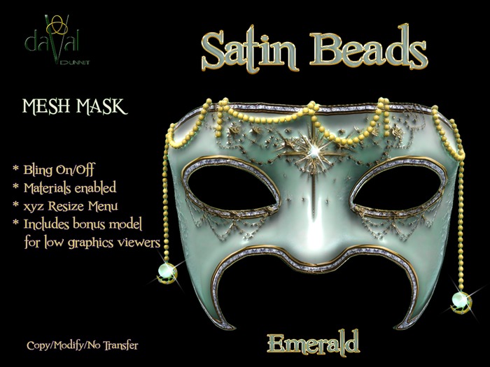daVal Masks - Satin Beads - Amber - DUO - (wear)