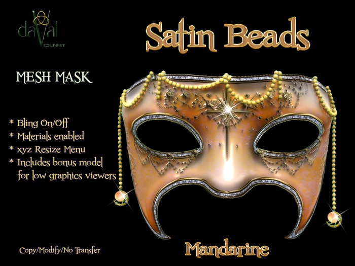 daVal Masks - Satin Beads - Amber - DUO - (wear)