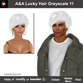 A&A Lucky Hair Greyscale Color 11. Unisex fluffy sexy  flexi hairstyle. 