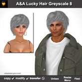 A&A Lucky Hair Greyscale Color 8. Unisex fluffy sexy  flexi hairstyle. 