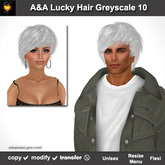 A&A Lucky Hair Greyscale Color 10. Unisex fluffy sexy  flexi hairstyle. 