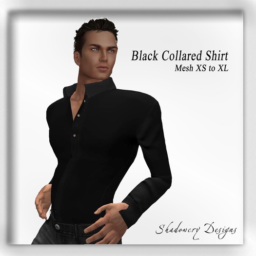 Mens Mesh Black Collared Shirt