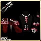 LW_ Boxed 3 Roses Jewelry Set / Boots - Crimson White