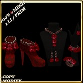 LW_ Boxed 3 Roses Jewelry Set / Boots - Crimson White