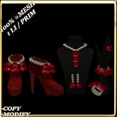 LW_ Boxed 3 Roses Jewelry Set / Boots - Crimson White