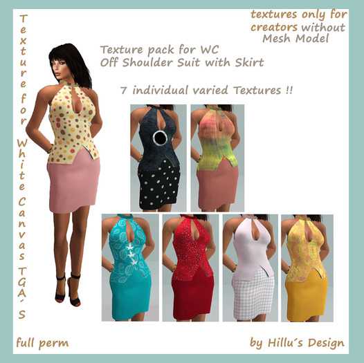 Texture pack for Off Shoulder Halter Suit with Skirt White Canv