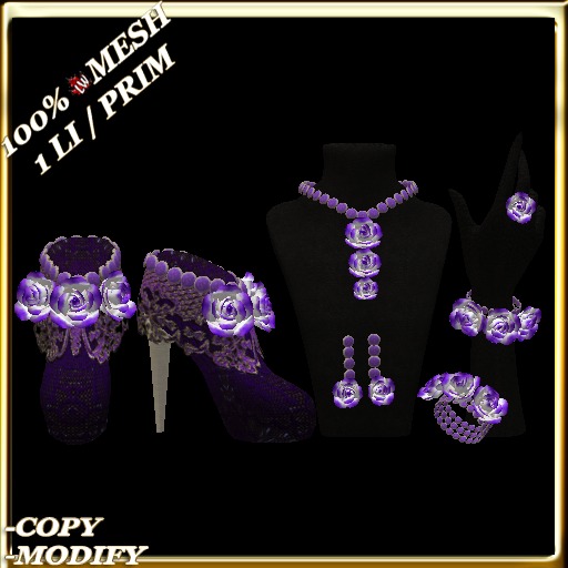 LW_ Boxed 3 Roses Jewelry Set / Boots - Crimson White
