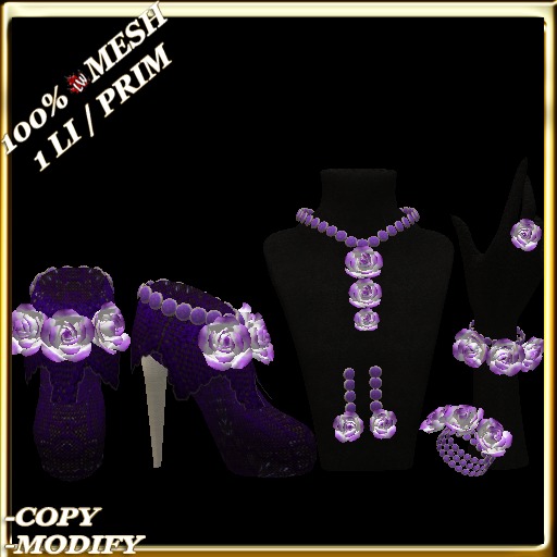 LW_ Boxed 3 Roses Jewelry Set / Boots - Crimson White
