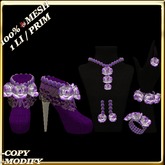 LW_ Boxed 3 Roses Jewelry Set / Boots - Crimson White