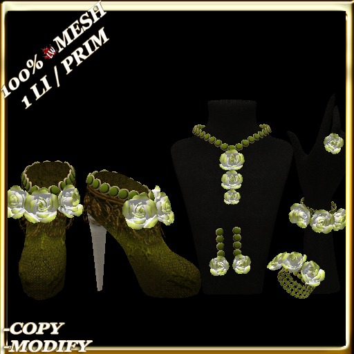 LW_ Boxed 3 Roses Jewelry Set / Boots - Crimson White