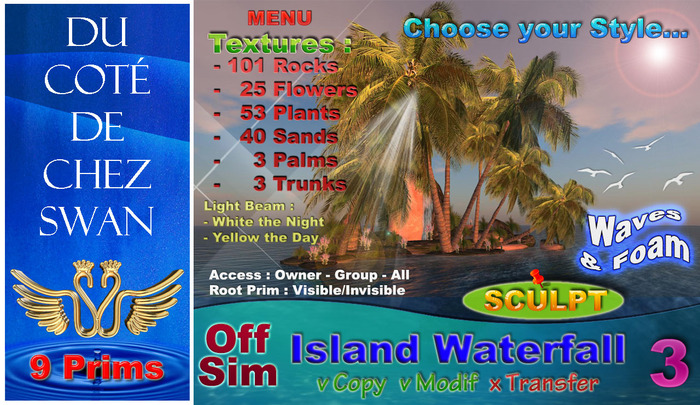 3 - Island Waterfall 9 prims - v4.0